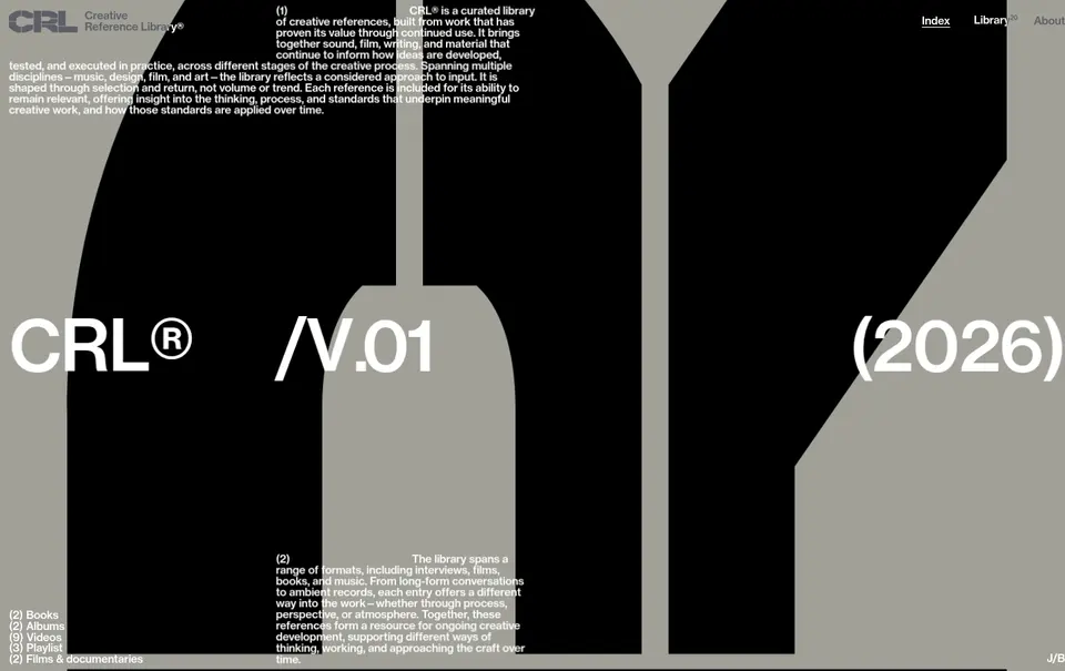 Creative Reference Library: The letters "C R L" start small and far apart, then grow into giant…
