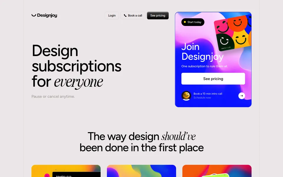Designjoy, First view at 1440 px