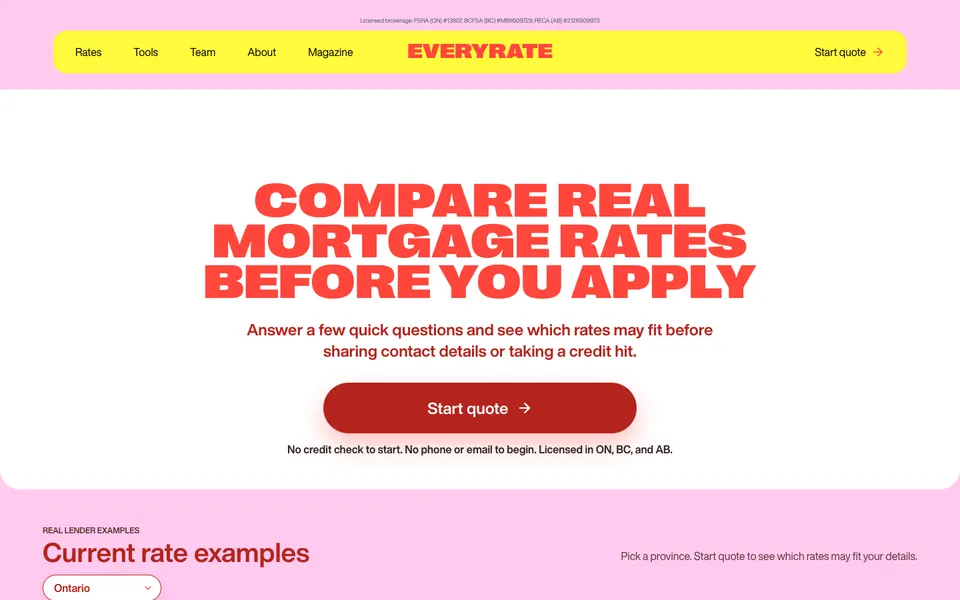 Everyrate, First view at 1440 px