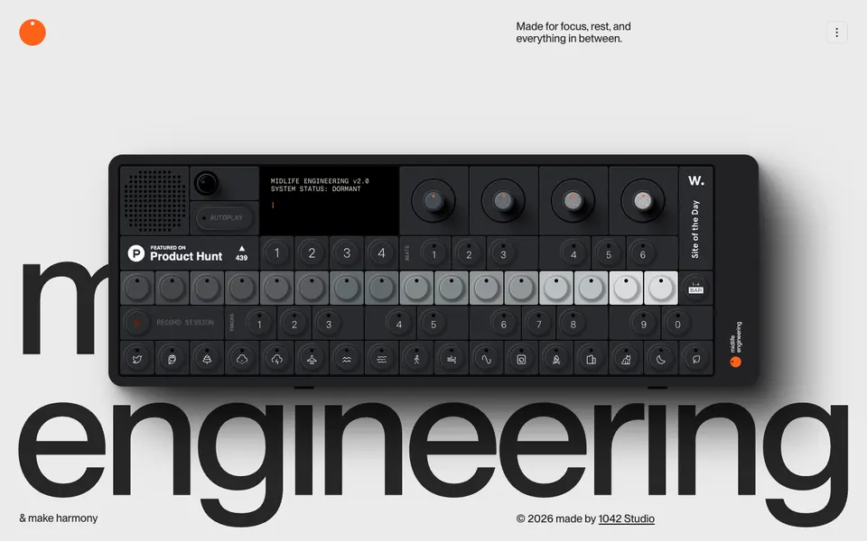 Midlife Engineering, First view at 1440 px