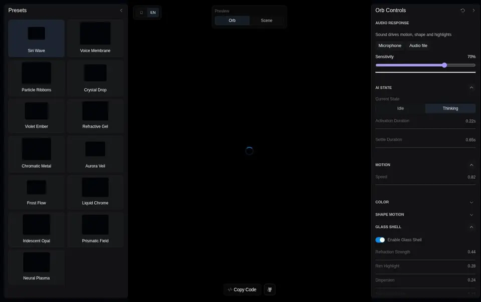 Liquid Orb: linear · 800 ms