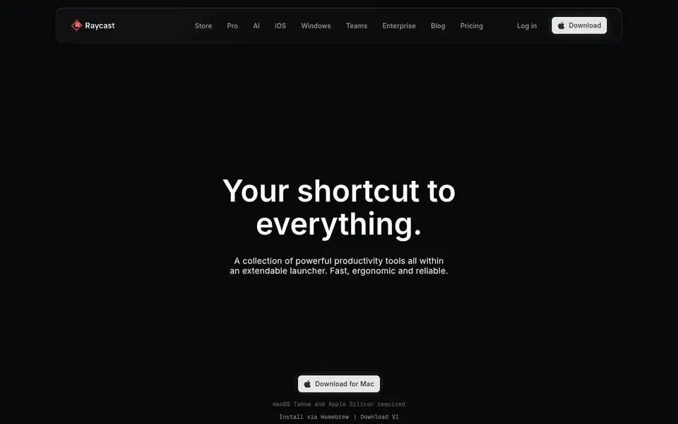 Raycast: Native scroll, pinned · 1.1 s