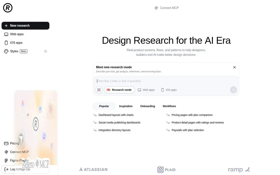 Refero: Native scroll, pinned