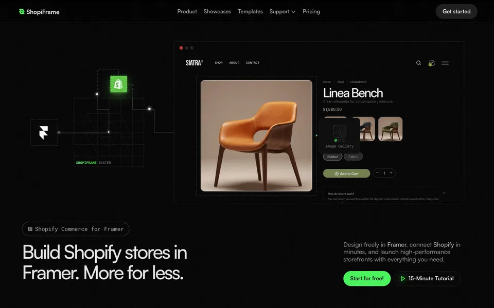 ShopiFrame, First view at 1440 px