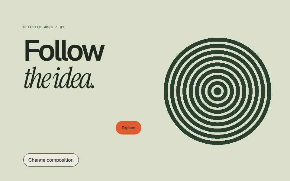 Label cursor follower: A decorative label follows a fine pointer while the real cursor and touch targets stay…