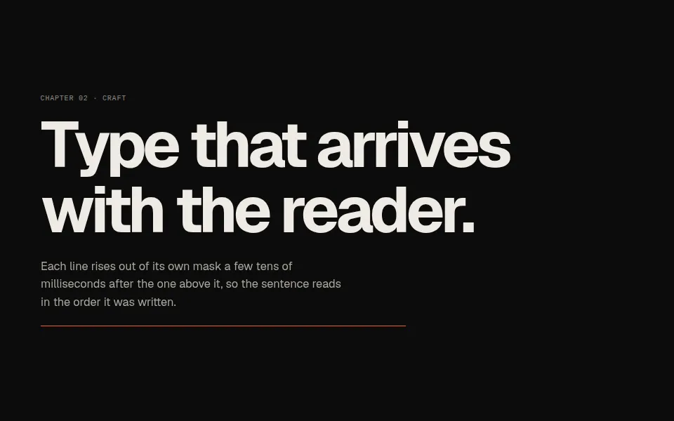 Split-text mask reveal: Headlines that rise line by line out of invisible masks, the SplitText look without the…